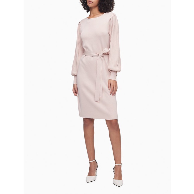 Đầm thun phối 2 loại vải Ribbed Belted Dress