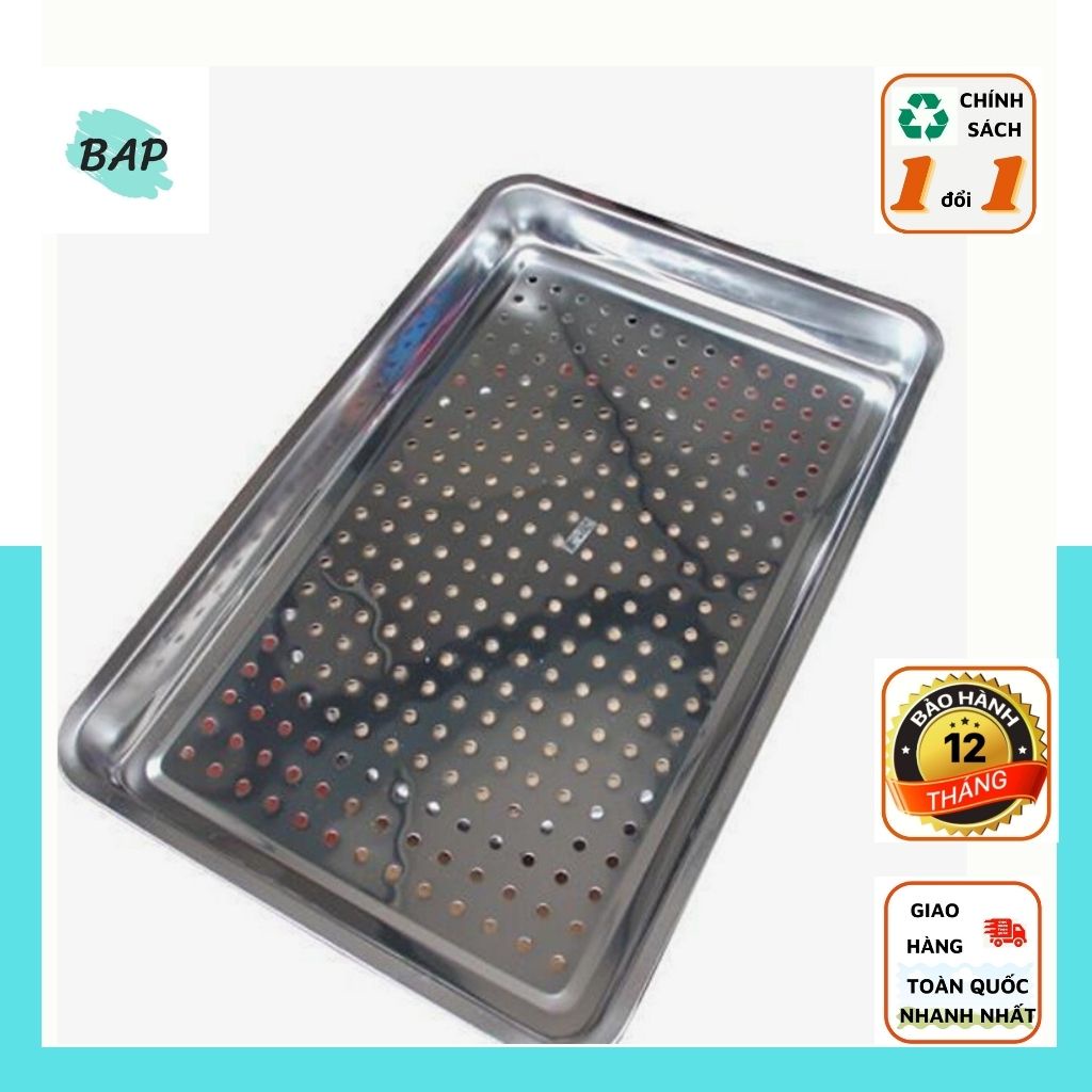Khay hấp inox đa năng hấp bánh hấp cá có lỗ 40*60