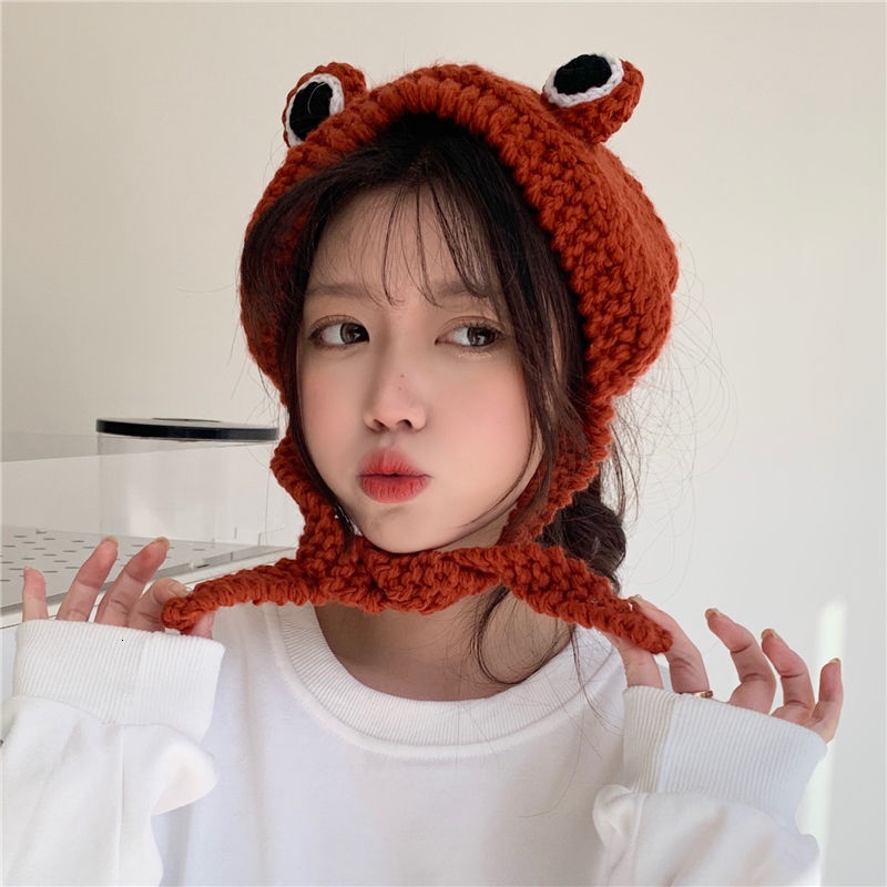 Nón len giữ ấm tai hình chú ếch dễ thương phong cách Hàn Quốc thời trang thu đông cho nữ