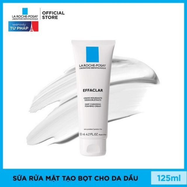 (Sẵn - Full 125ml) Sữa rửa mặt tạo bọt giảm nhờn LaRoche-Posay Effaclar Deep Cleansing Foaming Cream