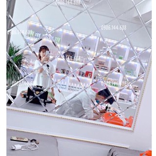 Bộ 5 Gương Dán tường Thủy Tinh Trang trí Vuông vát cạnh Size 20cm