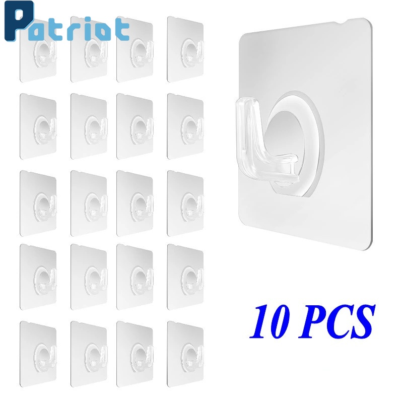 Set 10 móc treo đồ dán tường chống gỉ chịu lực tốt tiện dụng cho nhà bếp / phòng tắm