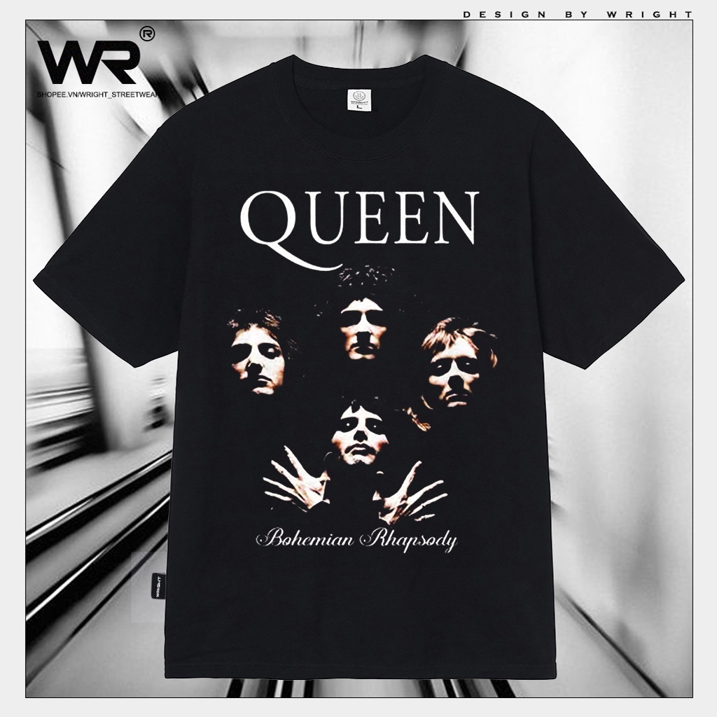 Áo thun Queen Bohemian Rhapsody Band wright Vintage tay lỡ form rộng cổ tròn phong cách streetwear cotton!