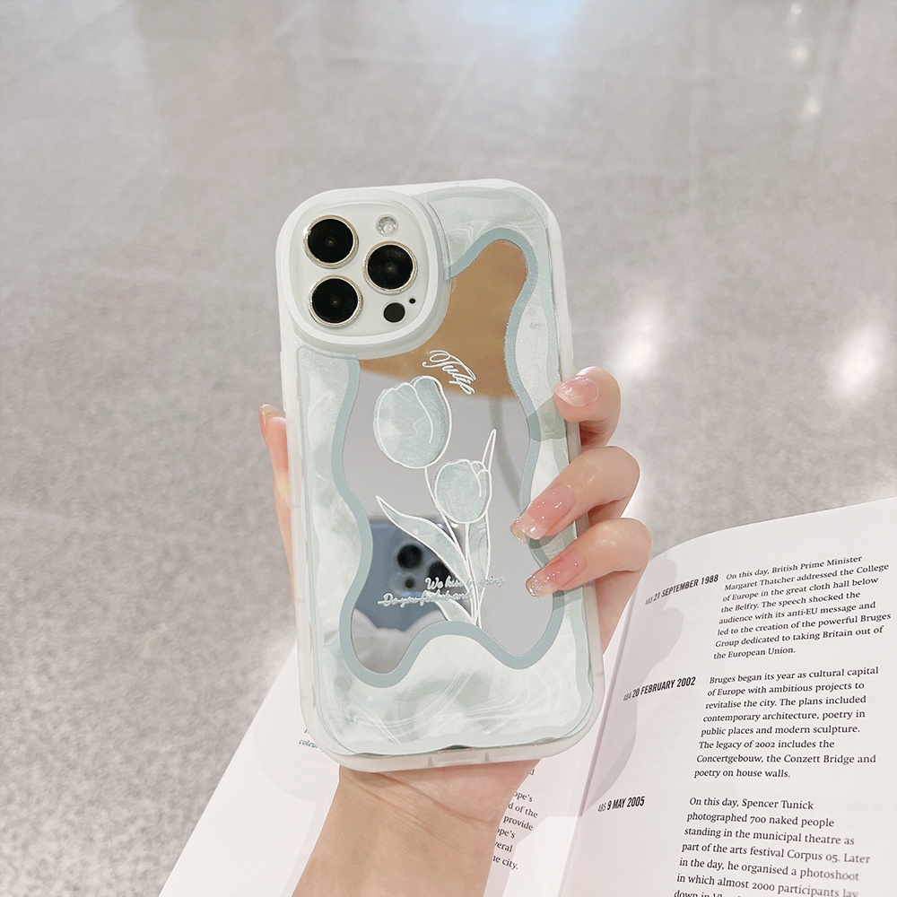 Ốp Điện Thoại Tráng Gương Chống Sốc In Họa Tiết Hoa Cho iPhone 11 12 13 Pro max mini XS max xr 7 8 se2020 plus