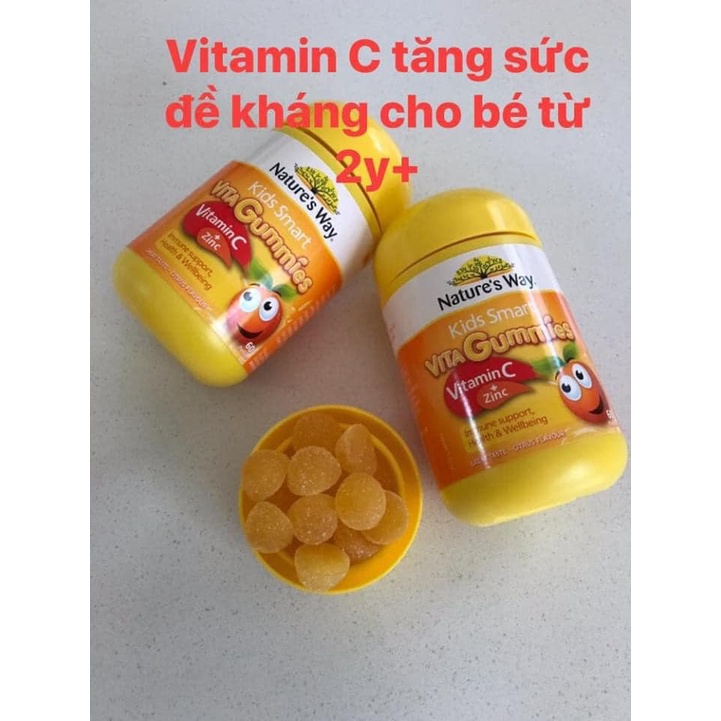 (Hàng chuẩn Úc) Vitamin Nature's Way Kids Smart VITA Gummies Vitamin C + Zinc