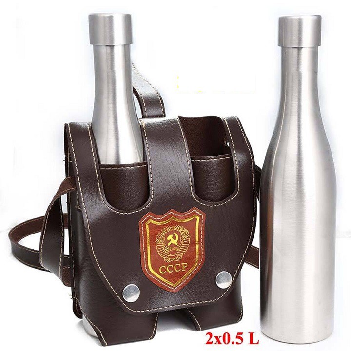 Bộ 2 chai inox 500ml bình đựng nước đựng rươu cccp bằng inox 304