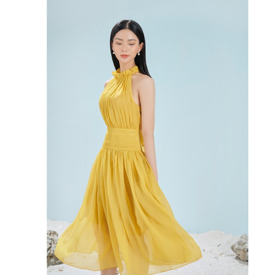 Đầm maxi tơ tằm cổ yếm HB HUONGBOUTIQUE HBV1134