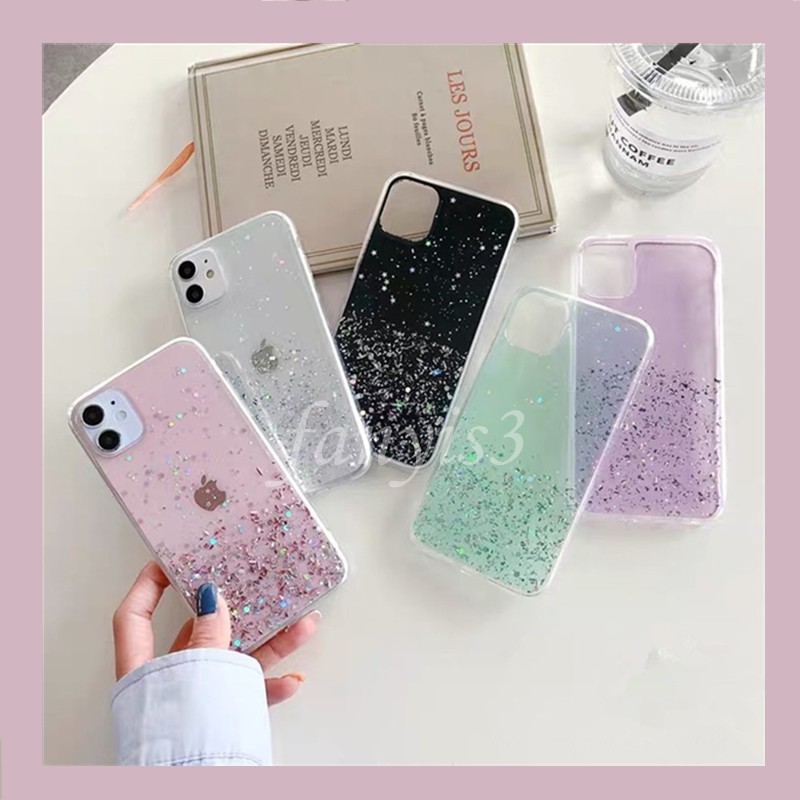 Samsung Galaxy A52 A72 A32 A02 M02 A12 A02S A42 5G A51 A71 A21s Ốp lưng mềm trong suốt thiết kế lấp lánh cho