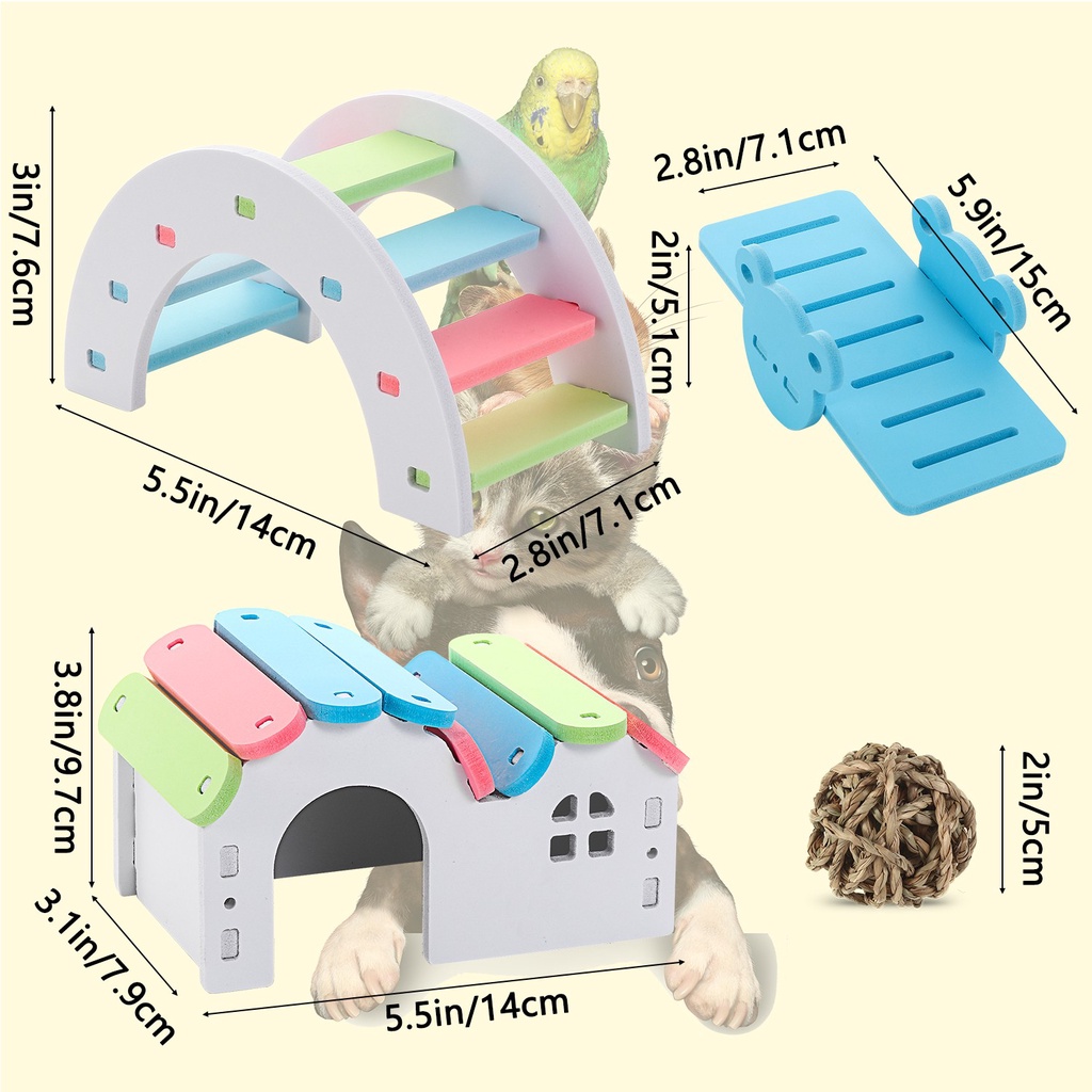 Đồ chơi nhà ở/cầu thang/bập bênh/bóng gỗ đồ chơi dành cho chuột Hamster