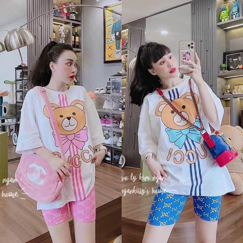 SET QUẦN NGỐ GUCCI ÁO THUN GẤU
