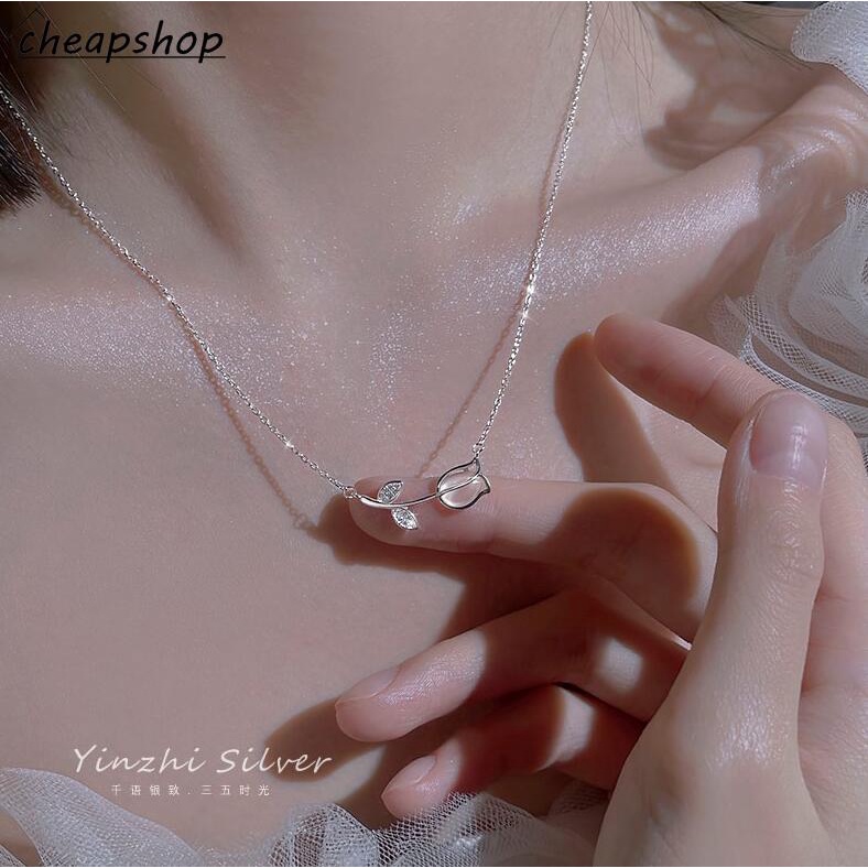 Vòng cổ choker IF YOU màu vàng / bạc mặt hoa tulip thanh lịch cho nữ
