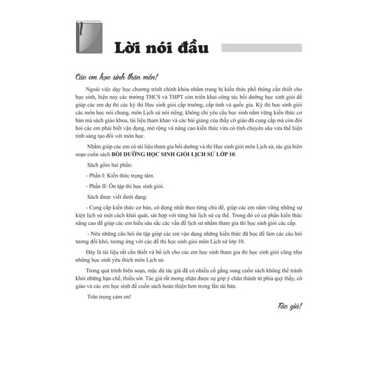 Sách Bồi Dưỡng Học Sinh Giỏi Lịch Sử 10