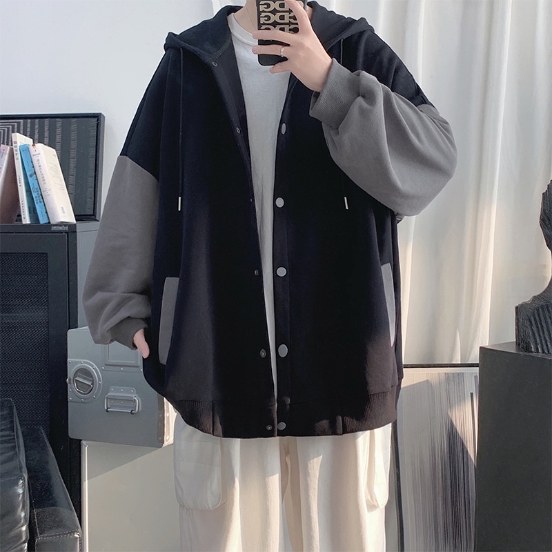 Áo Khoác Cardigan Có Mũ Trùm Dáng Rộng Phong Cách Hàn Quốc Thời Trang Xuân Thu 2021 TF1