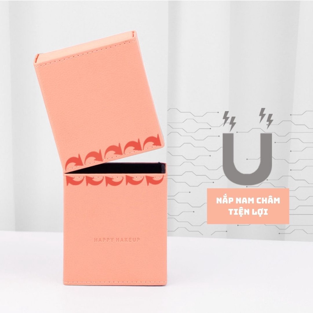 [Không kèm cọ] Hộp đựng cọ cao cấp nắp nam châm Happy Makeup chống bụi màu cam đào