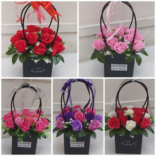 giỏ hoa hồng sáp  đủ màu