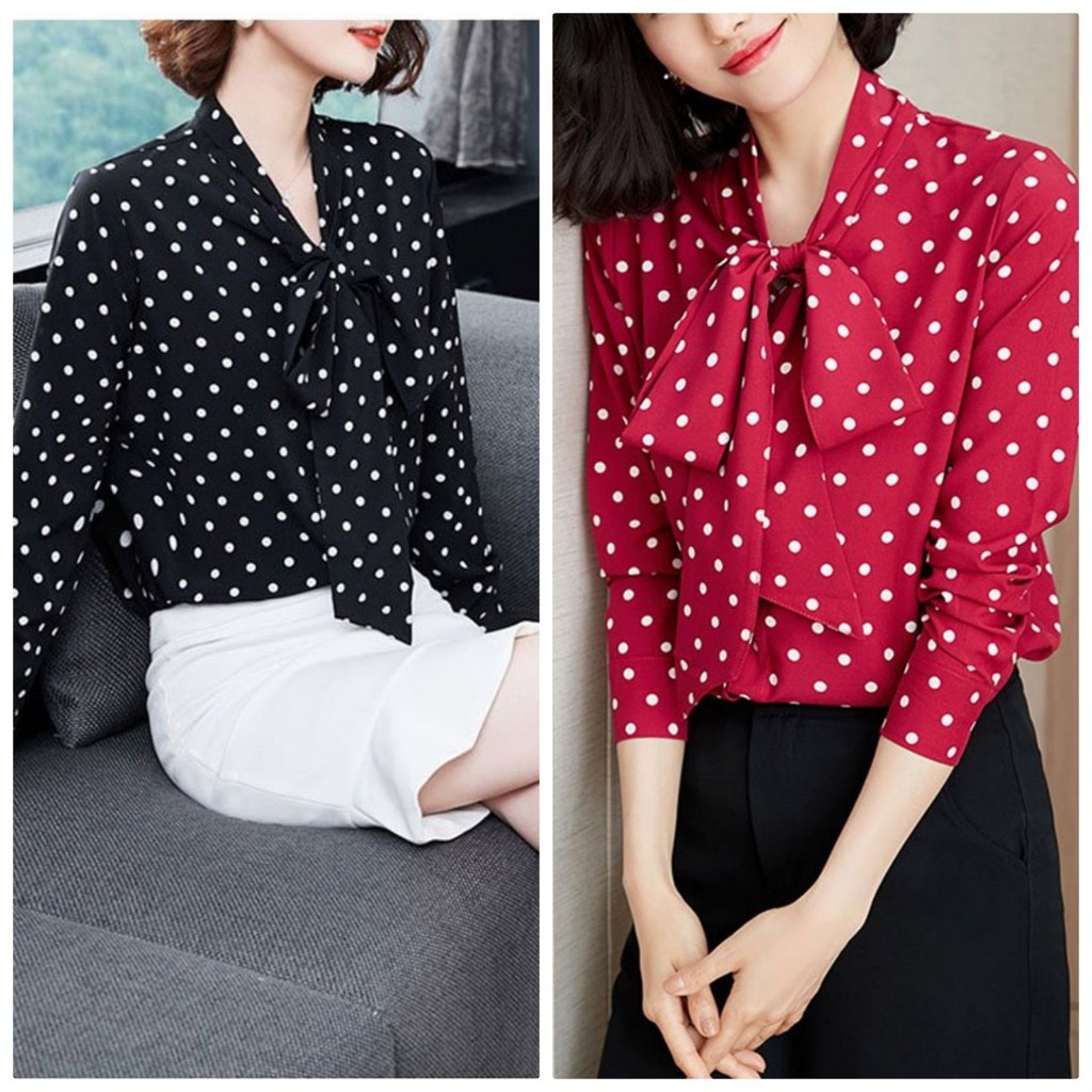 Áo Sơ Mi Nữ Kiểu Kết Cổ Nơ Phi Lụa BY3342