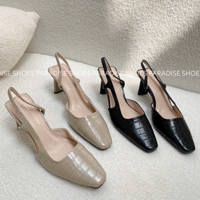 Giày cao gót nữ cổ điển mũi vuông gót vuông shoesparadise BBXK6 thời trang công sở giày cưới mary jane