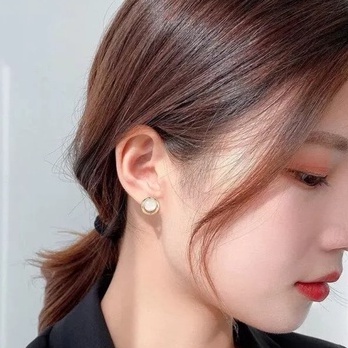 Bông tai tròn đính hạt, phụ kiện thời trang BT014 - Filibrastyle