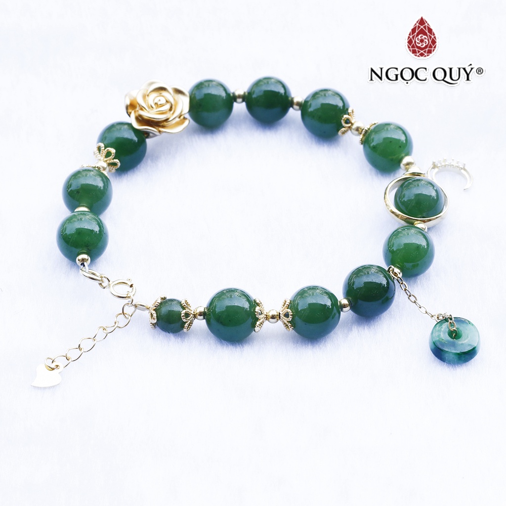 Vòng Nb phối charm hoa bạc mạ vàng - Ngọc Quý
