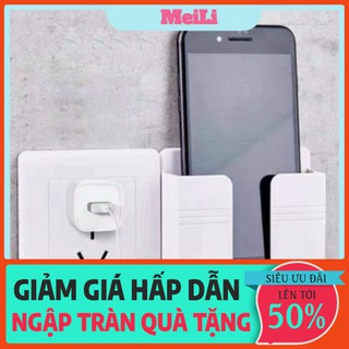 Kệ Dán Tường Để Remote Kệ để Đồ Dùng/ Giá Đỡ Sạc Điện Thoại - Có Móc Treo Giữ Dây Điện
