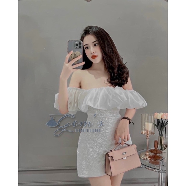 VÁY ĐẦM TRỄ VAI CHẤT GẤM NỔI CAO CẤP ( có đệm ngực )