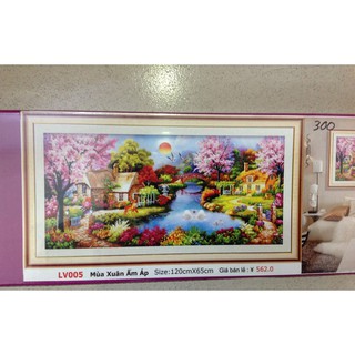 tranh gắn đá phong cảnh tổ ấm hạnh phúc LV005 120*65cm