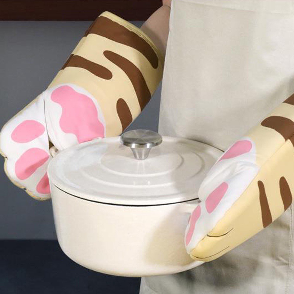 Epoch Găng Tay Cotton Dày Dặn Chịu Nhiệt Hình Chân Mèo Dễ Thương Cho Nhà Bếp