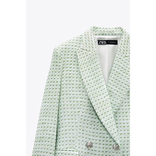 Set blazer & chân váy dạ xanh mint Zara