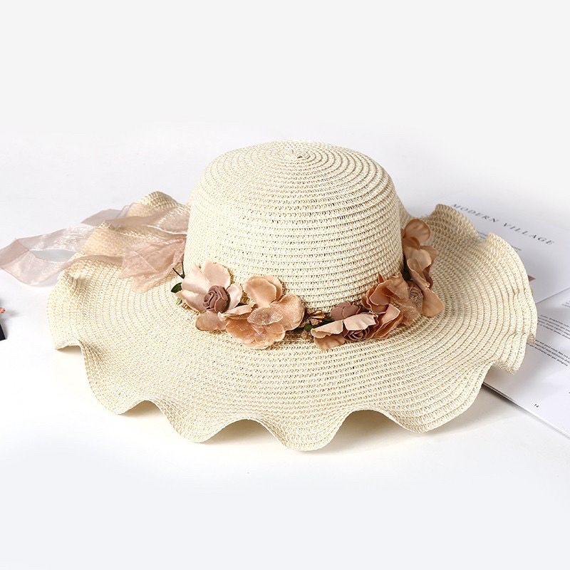 NÓN CÓI HOA ĐI BIỂN VÀNH SÓNG MŨ NỮ CHỐNG NẤNG VÀNH RỘNG