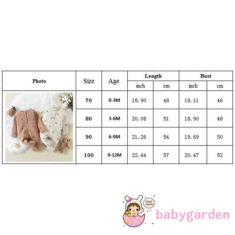 Bộ Áo Liền Quần Tay Dài Cổ Tròn Cài Nút In Hoa Thời Trang Xuân Thu Cho Bé 0-12 Tháng Tuổi