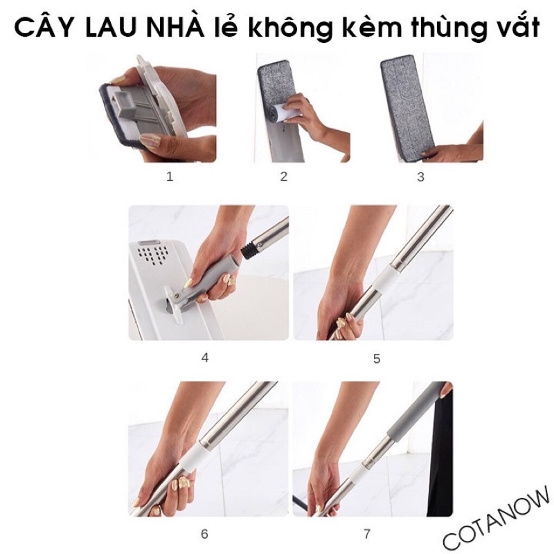 Cây lau nhà lẻ không kèm thùng vắt , cây lau nhà thay thế tiện lợi