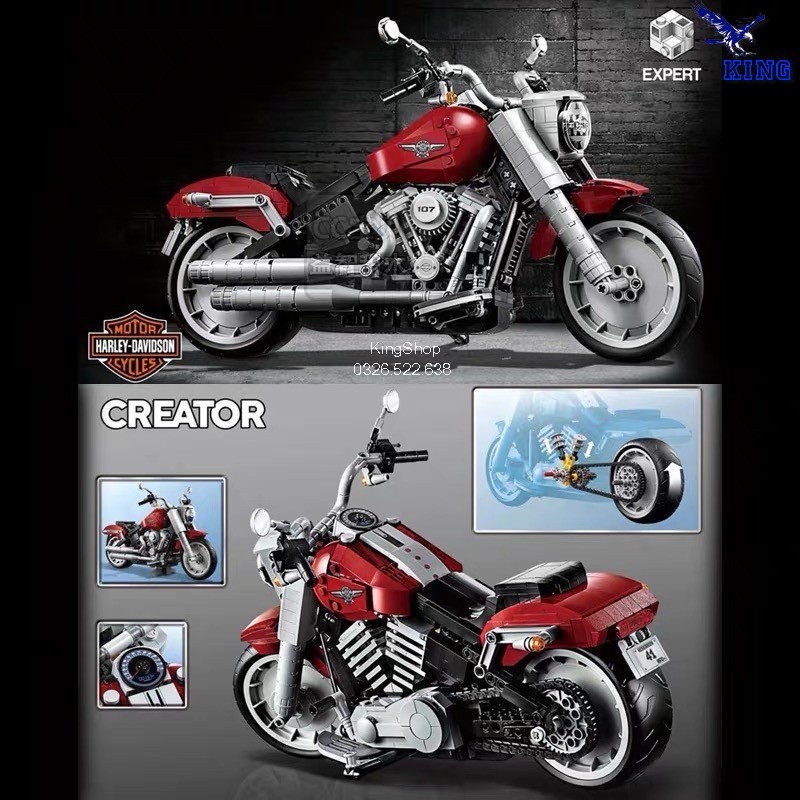 Bộ xếp hình Lego Xe moto Harley-DavidsonFat Boy Mã số 6007 ( J91025 Not Lego Creator 10269 ) Đồ chơi lắp ráp cho bé trai