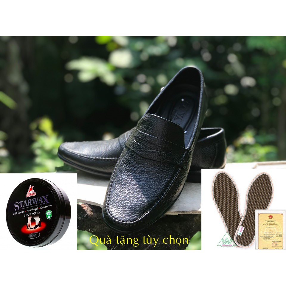 Giày lười nam Savato-608 da bò hạt mềm mại màu đen (38-42)