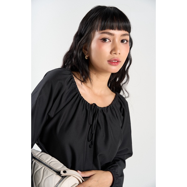 Áo Maybi suông chéo dày tay kiểu raglan cổ nhún