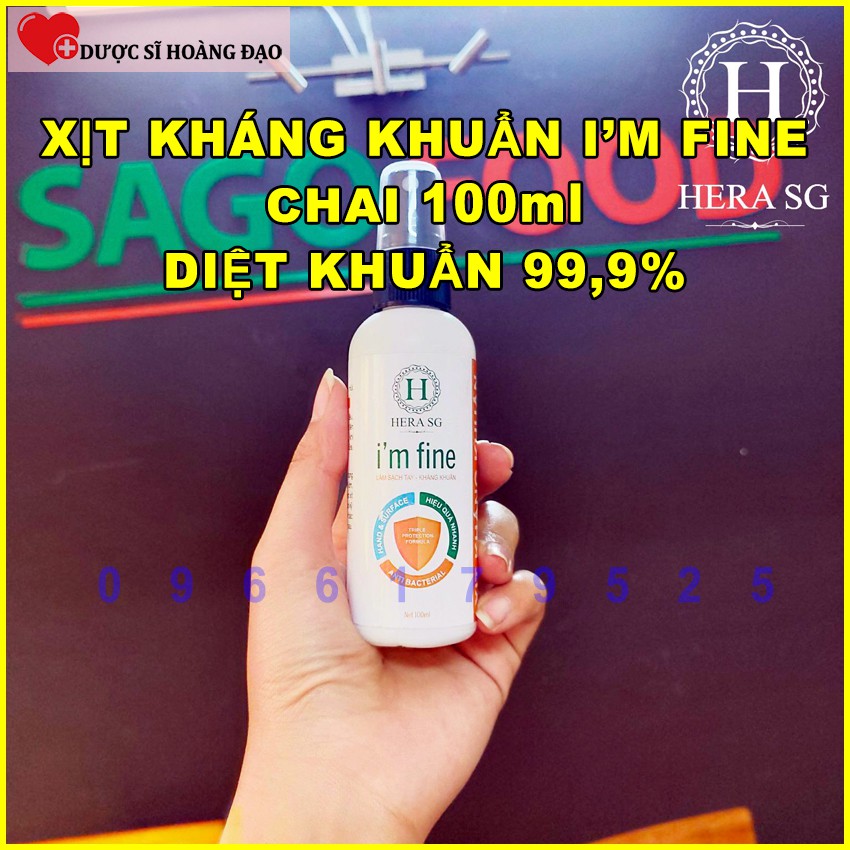 Xịt sát khuẩn rửa tay khô I'm Fine 15 giây - 100ml