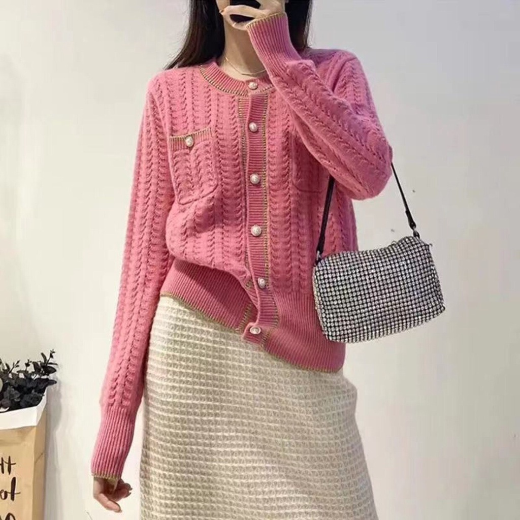 Áo Cardigan dệt kim Forgirl phối cúc sang chảnh