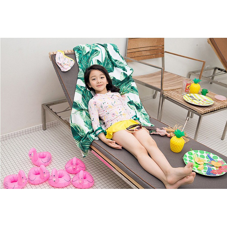 Bộ bơi hoa lá bé gái kèm mũ nón siêu xinh