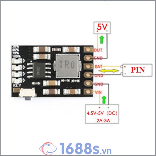 Mạch sạc pin 1S có báo mức pin IP5306-CK - 2A - 1688s.vn