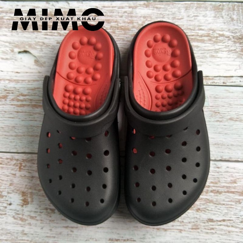 [Tặng 10 jiibit] - Sục Classic Clog đen đỏ, dép sục nhựa đi mưa siêu êm mềm nhẹ, bền đẹp, chống trơn trượt cho nam nữ