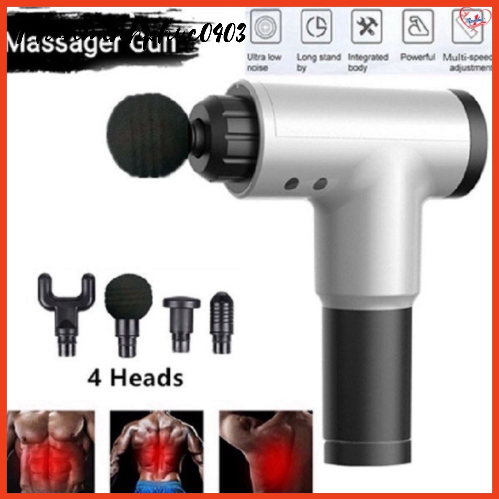 Súng Massage Cầm Tay 4 Đầu 6 Chế Độ | Giảm Đau Căng Cơ, Trị Nhức Mỏi Vai Gáy