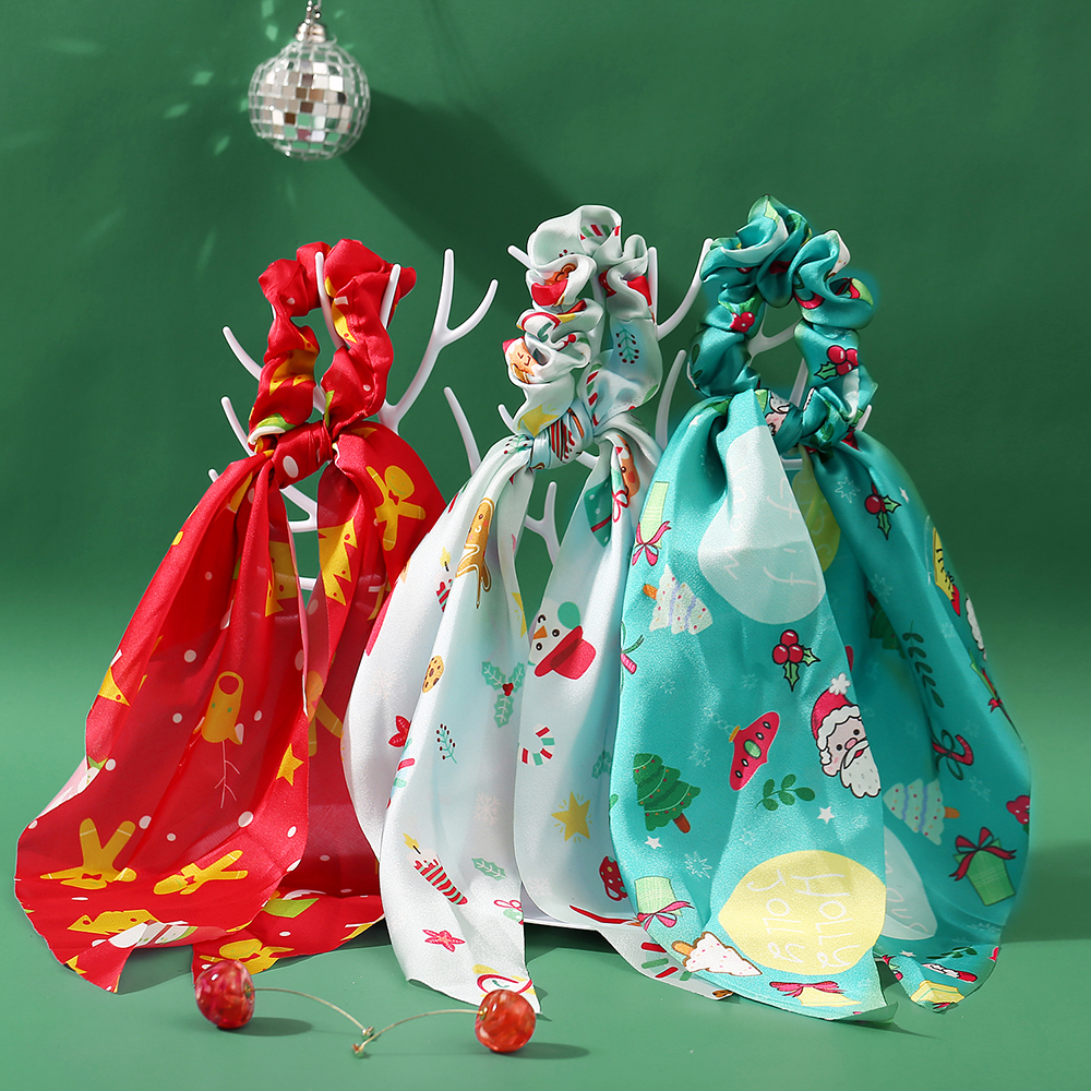 Dây Buộc Tóc Đuôi Ngựa Co Giãn Họa Tuyết Phong Cách Giáng Sinh Thời Trang Cho Nữ