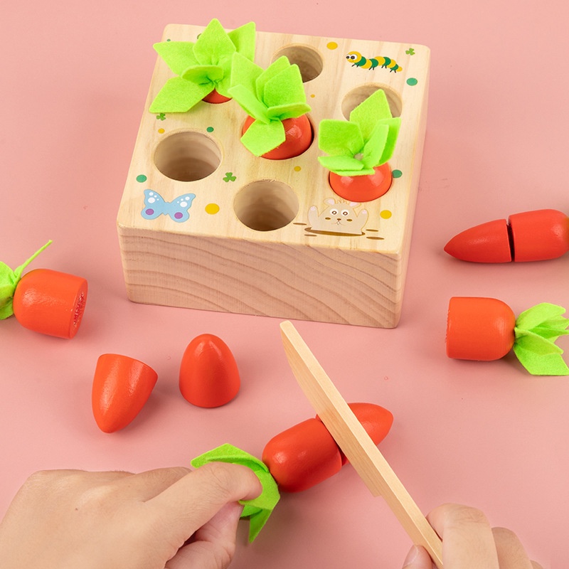 ❀⋮ Trí Tuệ Trẻ Em Bằng Gỗ Giáo Dục Sớm Kéo Củ Cải Đồ Chơi Tương Tác Trên Máy Tính Để Bàn Nhận Thức Phù Hợp Với Trò Chơi