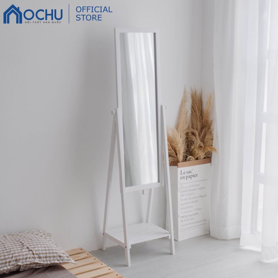 Gương Kệ Soi Toàn Thân Khung Gỗ Màu Trắng - Mirror Shelf - White