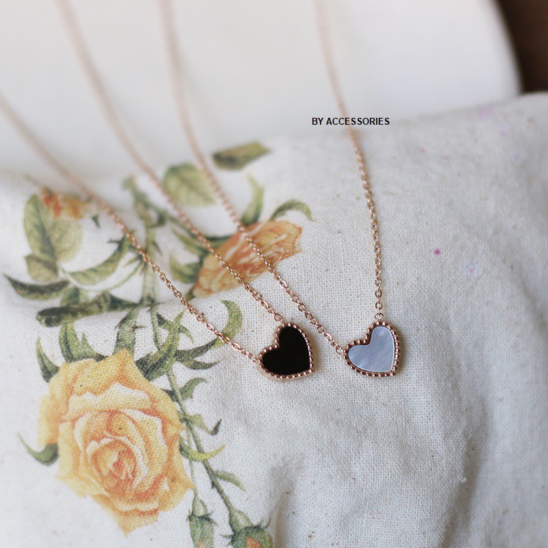 Dây chuyền titan trái tim cẩm xà cừ không gỉ WN200409