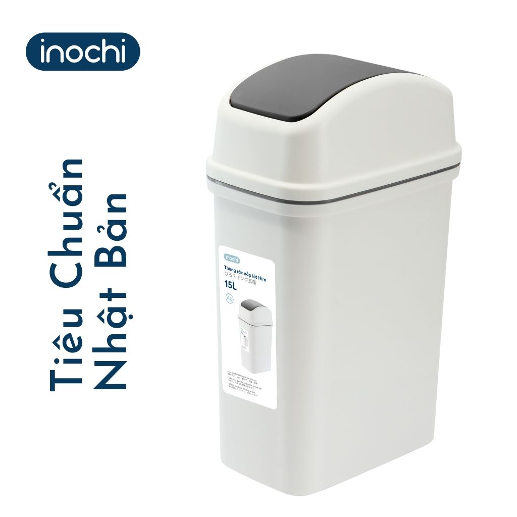 Thùng Rác Nhựa Nắp Lật INOCHI 15 Lít Nắp Linh Hoạt, Làm Sọt Rác Cho Văn Phòng, Trong Nhà, Ngoài Trời Nhỏ Gọn