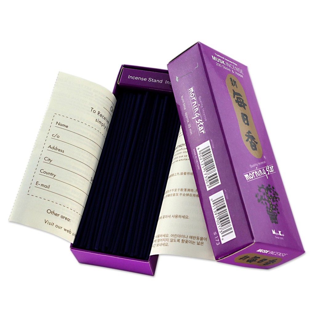 Nhang thơm Morning Star Musk xạ hương 200 que, Thanh hương Nhật Bản thư giãn Nippon Kodo