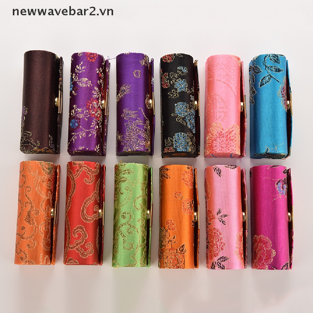 [newwavebar] Hot Hộp Đựng Son Môi Thêu Hoa Thổ Cẩm Cổ Điển Có Gương