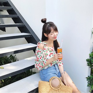 Áo cherry cột vai tay lỡ