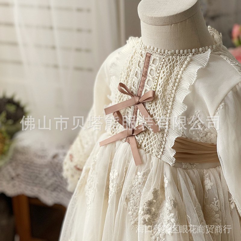 Đầm Công Chúa Tay Dài Mùa Thu Màu Be Lolita Cho Bé Gái