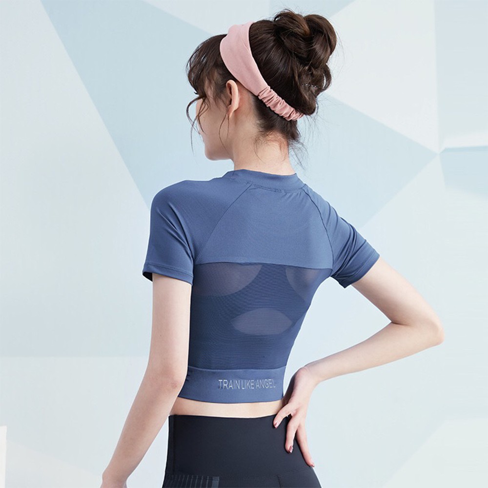 Áo Croptop phối lưới lưng xịn (đồ tập gym-yoga nữ)